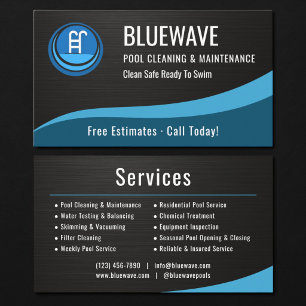 Swimming Pool Maintenance Metallic Business Card