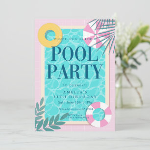 Swimming Pool Party Birthday Invitation