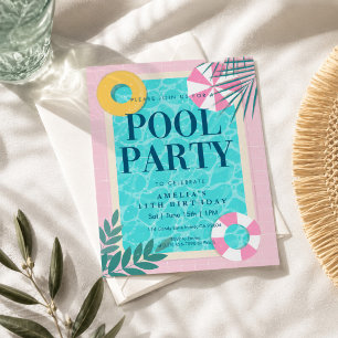Swimming Pool Party Birthday Invitation