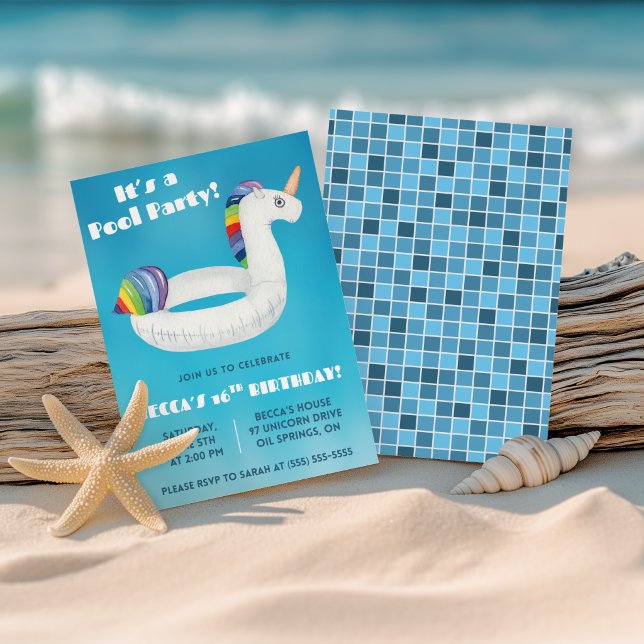 Swimming Pool Party Birthday Party Invitation (Creator Uploaded)