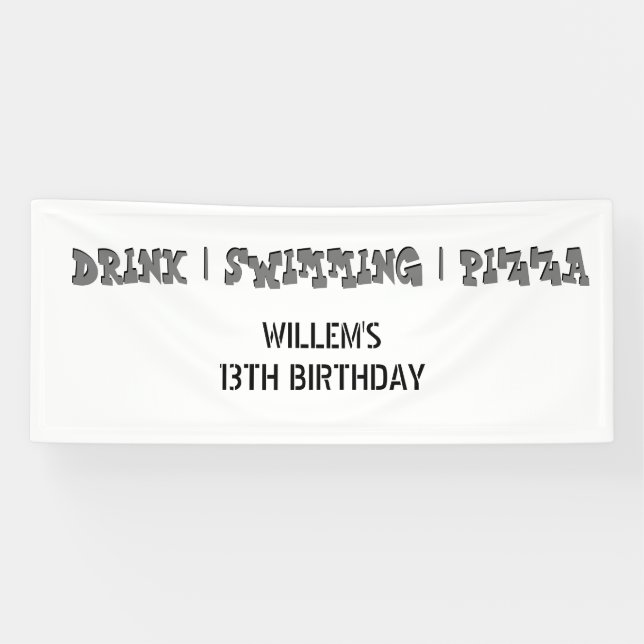 Swimming Pool Party Boy Birthday Party Welcome Banner (Horizontal)