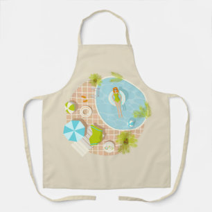 Swimming pool party girl in bikini summer beach  apron