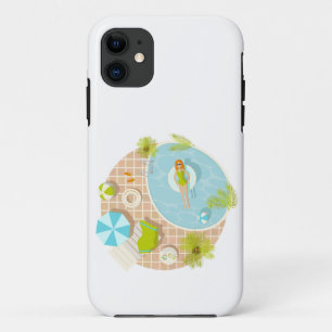 Swimming pool party girl in bikini summer beach  iPhone 11 case