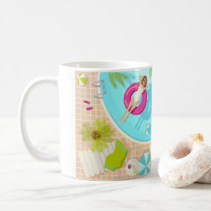Swimming pool party girl in bikini summer beach  coffee mug