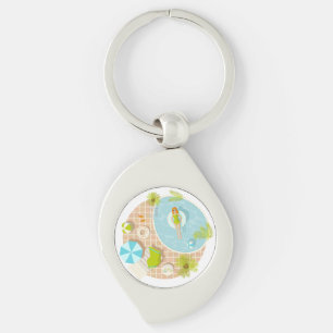 Swimming pool party girl in bikini summer beach  keychain