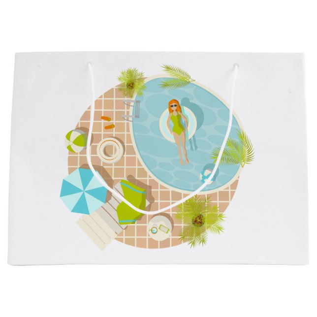 Swimming pool party girl in bikini summer beach  large gift bag (Front)