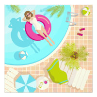 Swimming pool party girl in bikini summer beach 
