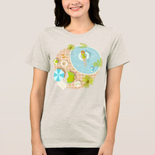 Swimming pool party girl in bikini summer beach Tri-Blend shirt