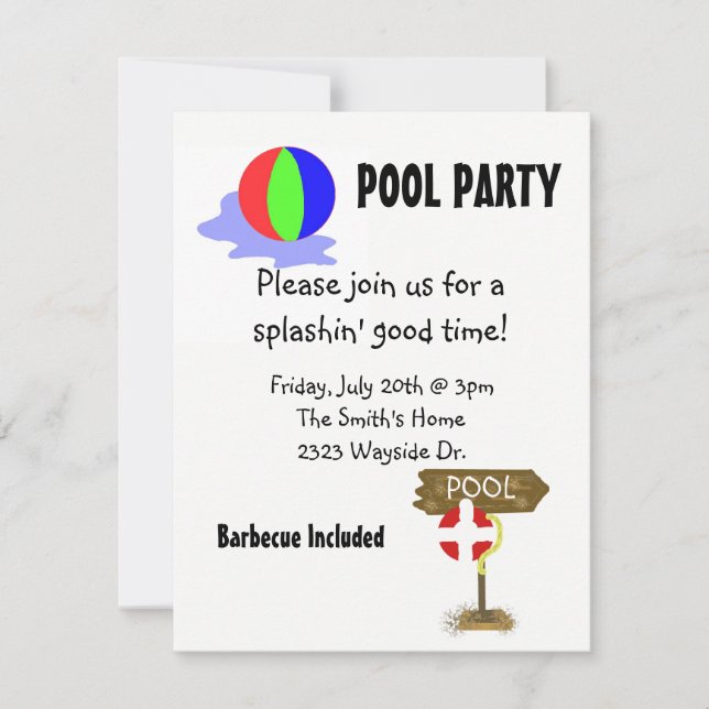 Swimming Pool Party Invitation (Front)