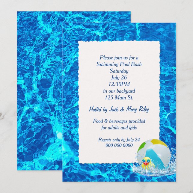 Swimming Pool Party Invitation (Front/Back)