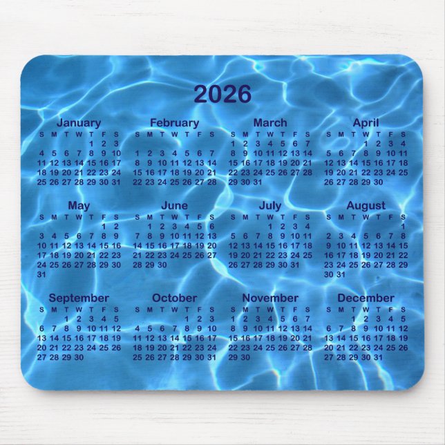 Swimming Pool Photo 2026 Calendar Mouse Pad (Front)