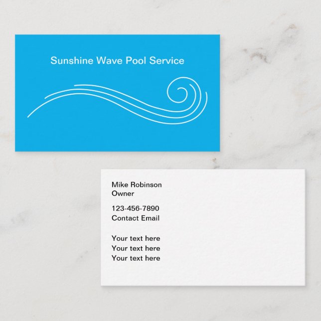 Swimming Pool Service Unique Business Cards (Front/Back)