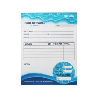 Swimming Pool Services Invoice Form Notepad
