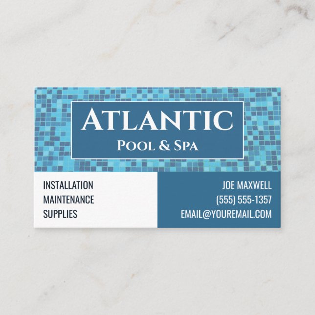 Swimming Pool Spa Service Business Card (Front)