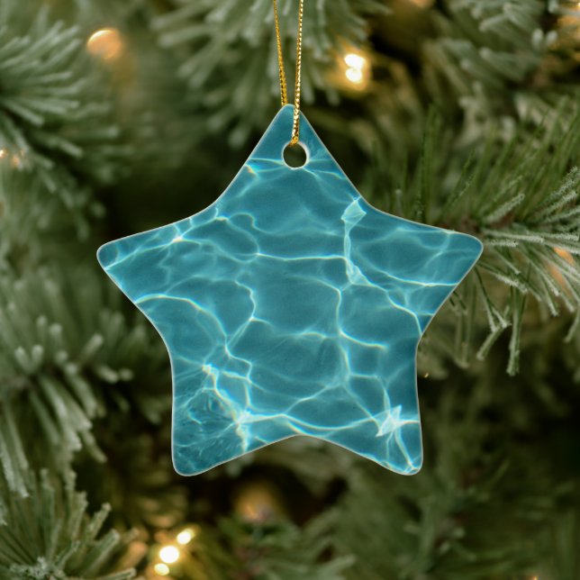 Swimming Pool Sports Star Photo Ceramic Ornament (Tree)