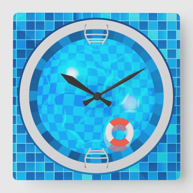 Swimming Pool Suare Wall Clock (Front)