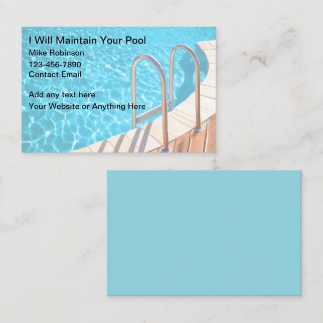 Swimming Pool Unique Business Cards Design (Front/Back)