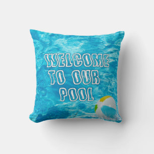 Swimming Pool Welcome Throw Pillow