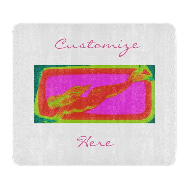 swimming red mermaid cutting board (Front)