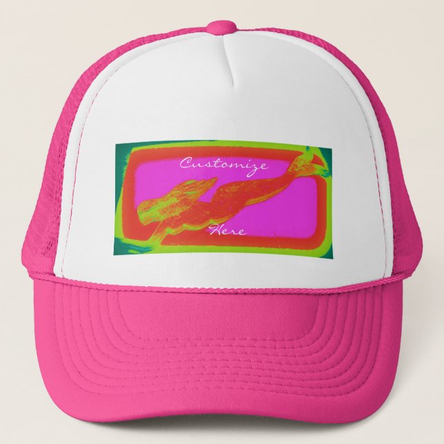 swimming red mermaid trucker hat (Front)