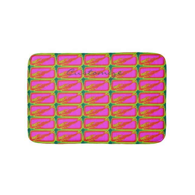 swimming red/pink mermaids pattern bath mat (Front)