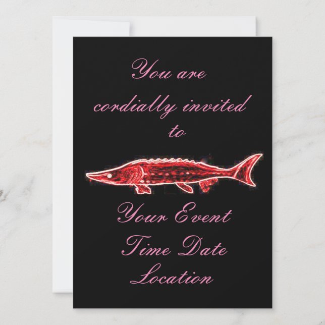 swimming red sturgeon invitation (Front)