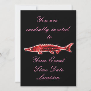 swimming red sturgeon invitation
