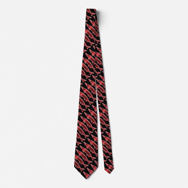 swimming red sturgeons Thunder_Cove black Tie (Front)