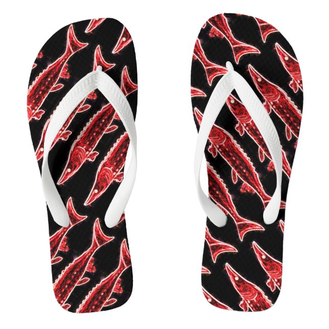 swimming red sturgeons Thunder_Cove Flip Flops (Footbed)