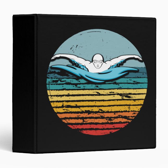 Swimming Retro Vintage Circle 80s Swim Binder (Front/Spine)