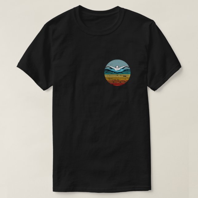 Swimming Retro Vintage Circle 80s Swim T-Shirt (Design Front)