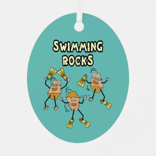 Swimming Rocks Metal Ornament