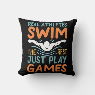 Swimming Saying Throw Pillow