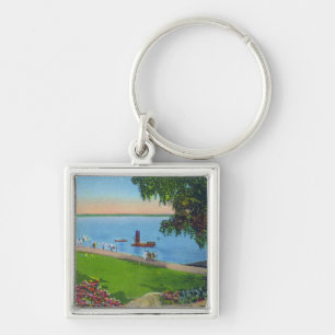 Swimming Scene at Cayuga Lake State Park Keychain