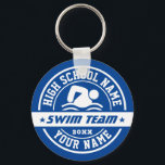 Swimming School Swim Team Personalize Text Keychain<br><div class="desc">Personalized sports gifts and merchandise for school sports team. All texts are editable to fit your occasion. Background color can be changed using the design tool. Perfect souvenir for school coach and graduating seniors who are also great athletes.</div>