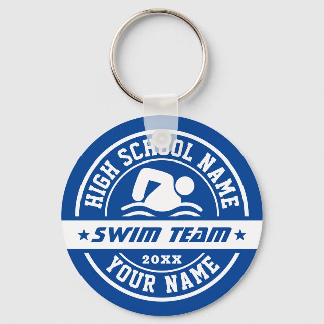 Swimming School Swim Team Personalize Text Keychain (Front)