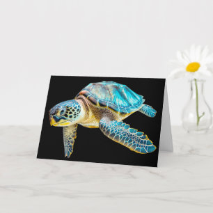 Swimming Sea Turtle Happy Birthday Card