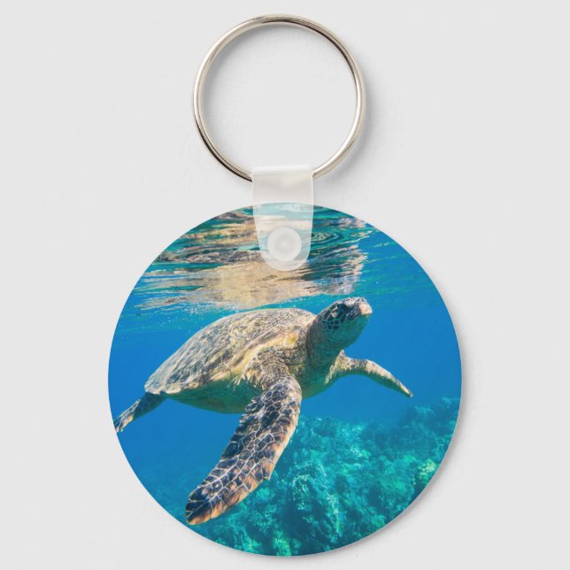Swimming Sea Turtle Keychain (Front)