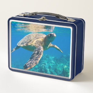 Swimming Sea Turtle Metal Lunch Box