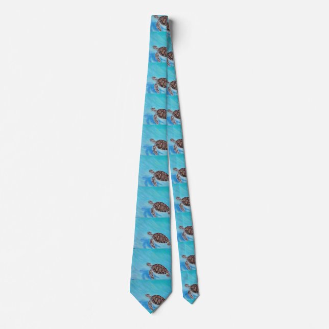 Swimming Sea Turtle Painting Tie (Front)