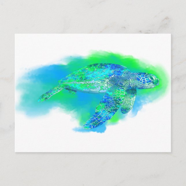 Swimming Sea Turtle Postcard (Front)