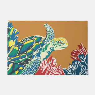 Swimming Sea Turtle Summer Doormat, New home gift Doormat