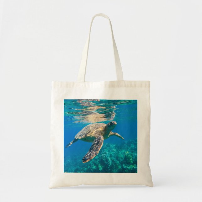 Swimming Sea Turtle Tote Bag (Front)