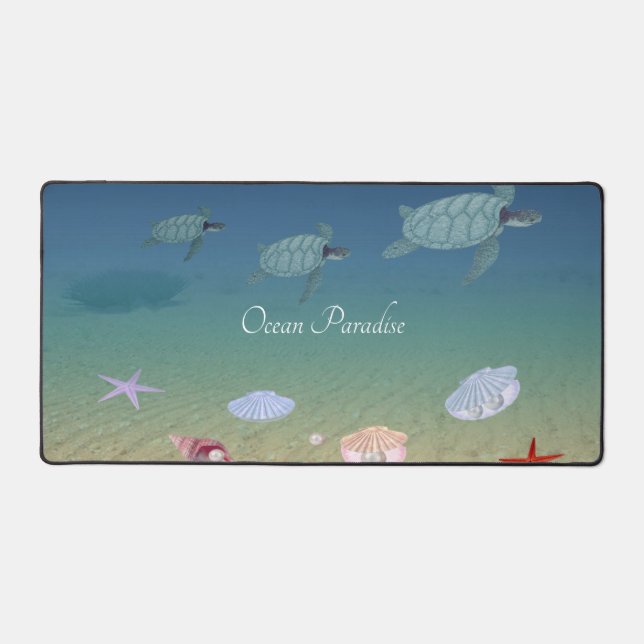 Swimming sea turtles desk mat (Front)