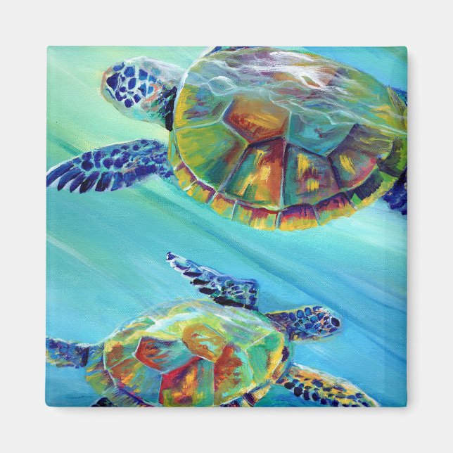 Swimming Sea Turtles Magnet (Front)