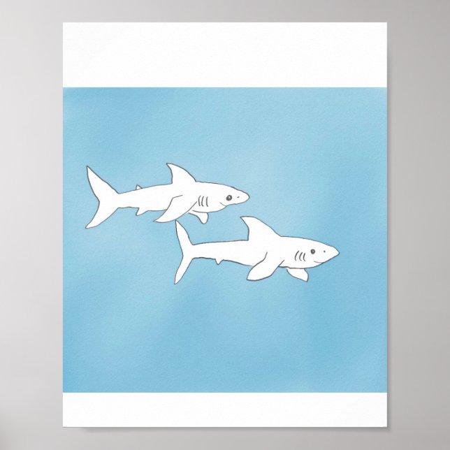 Swimming Sharks Poster (Front)