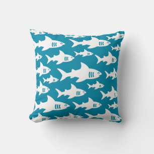 Swimming sharks throw pillow