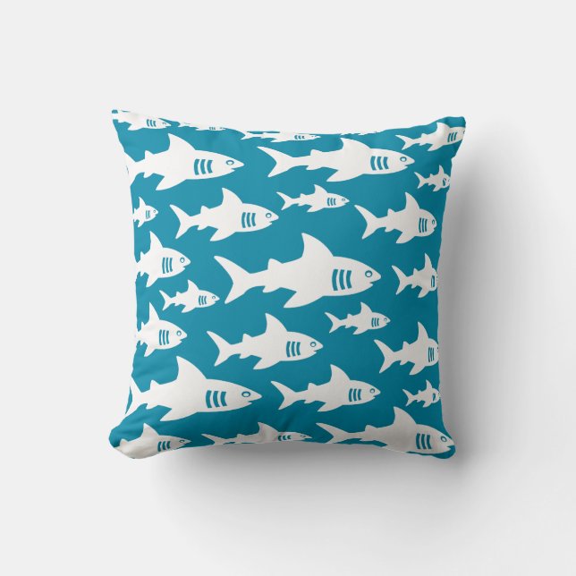 Swimming sharks  throw pillow (Front)
