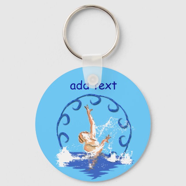 swimming sirene custom text keychain (Front)