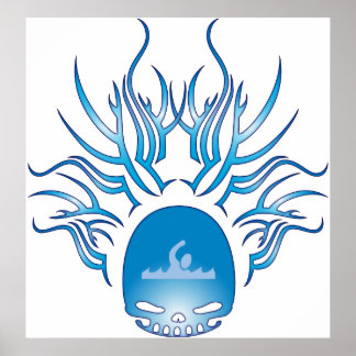 Swimming Skull Poster